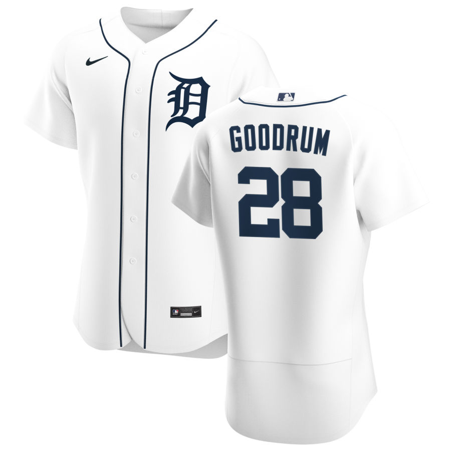 Cheap Detroit Tigers 28 Niko Goodrum Men Nike White Home 2020 Authentic Player MLB Jersey